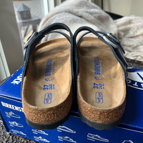 BIRKENSTOCK ARIZONA SOFT FOOTBED OILED LEATHER SANDALS IN BLUE 37 EU 6 US - Picture 8 of 10